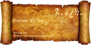 Korom Éva névjegykártya